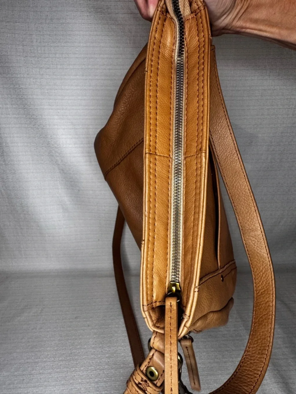 Vintage American Leather Co Crossbody Bag Brown Leather Purse Adjustable Strap - Picture 10 of 12